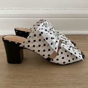 Who What Wear Polka Dot Bow Two Band Heeled Pump